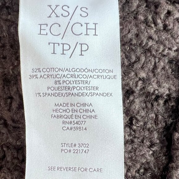 CAbi Oversized Brown Cable Knit Cardigan Sweater XS/S Cape Sleeve Open Front - Picture 12 of 13